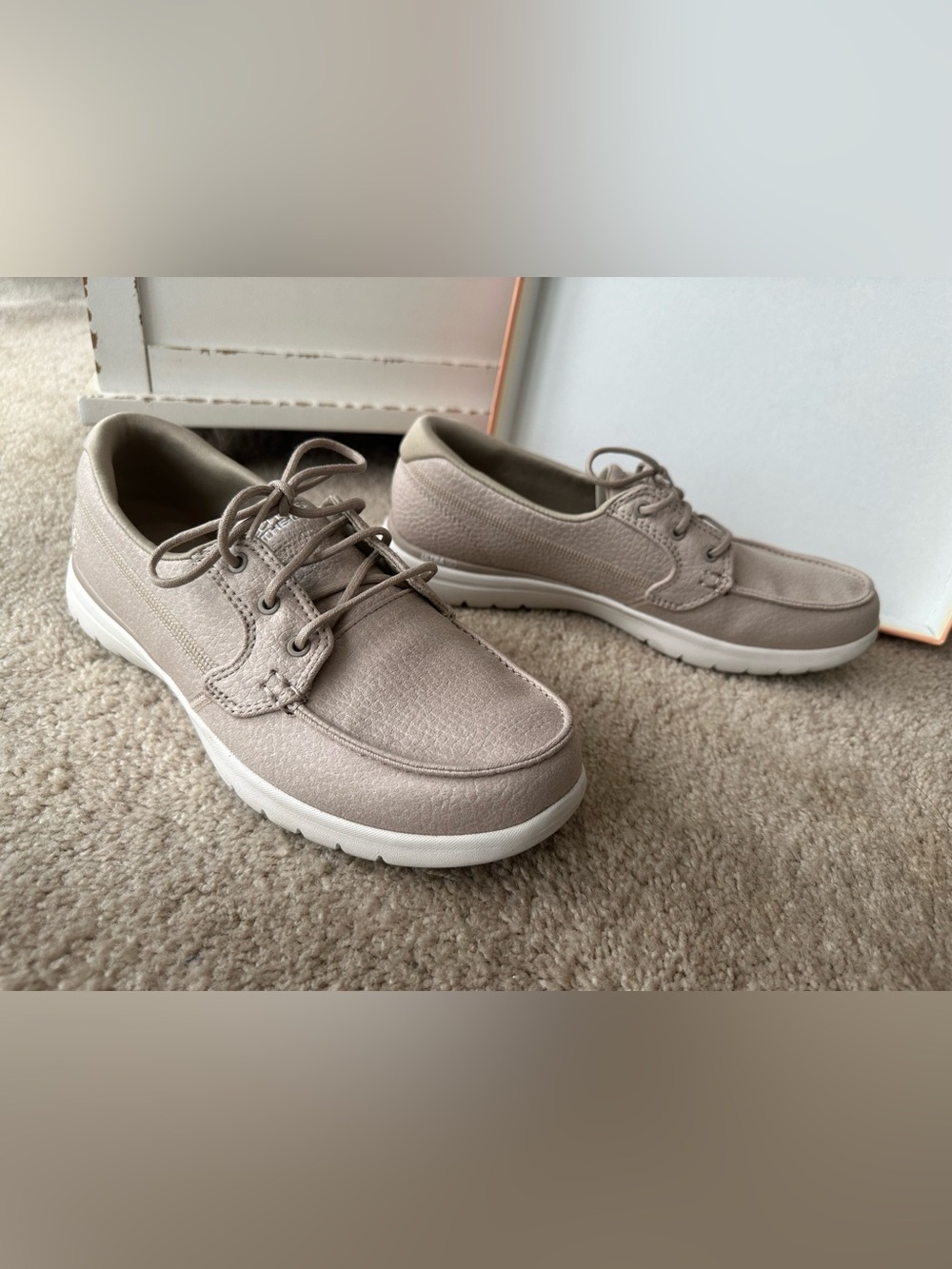 Skechers GOwalk Boat Shoes – Taupe/Nude | Lightweight & Comfy - Picture 2 of 7